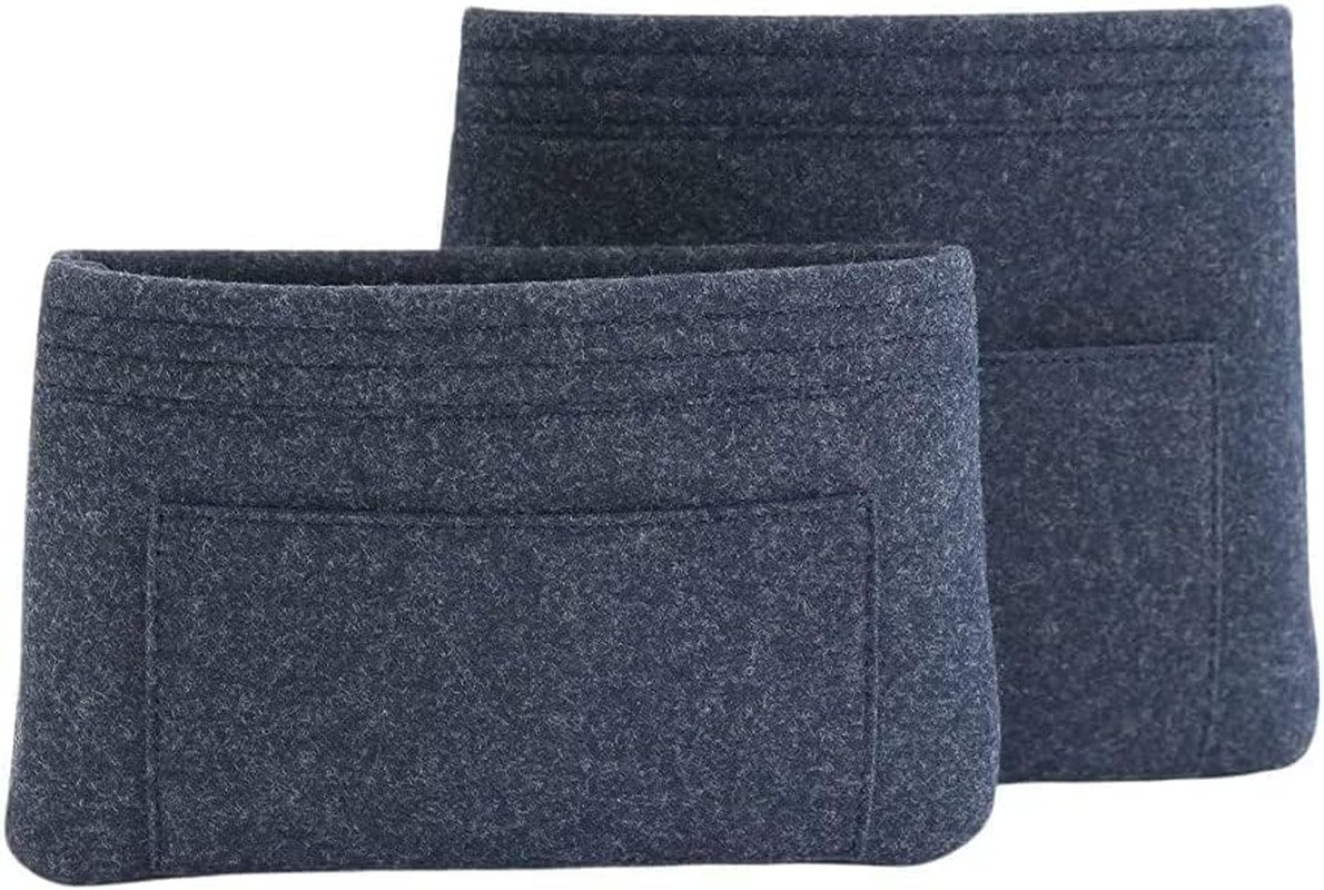 HYK MART Felt Purse Organizer Insert, Handbag Storage Pouch with Multi Pockets - Pack of 2 (Dark Grey) image number 4