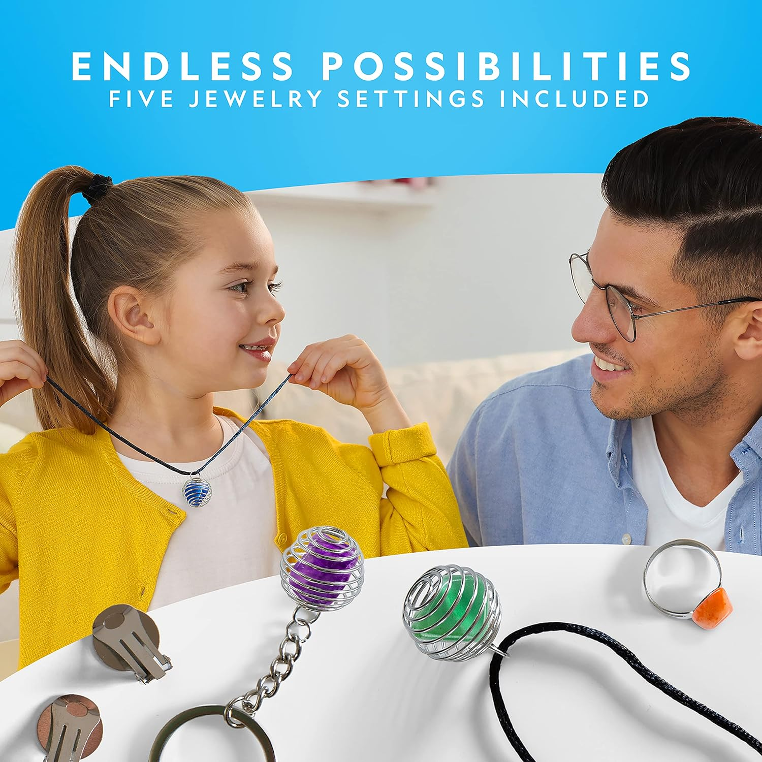 National Geographic Rock Tumbler Refill Kit - 453G Gemstone Mix with 9 Varieties Including Tiger'S Eye, Amethyst and Quartz - Rock Polisher Supplies Including Grit, Jewellery Settings & Instructions