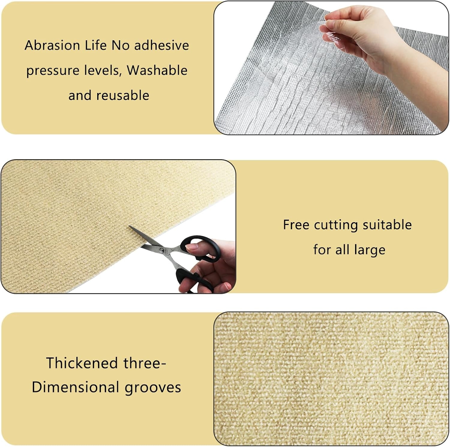 Cat Wall Scratching Mat, Cat Sofa, Trimmable Self-Adhesive Scratching Wall Cat Scratching Boards (Khaki) image number 2