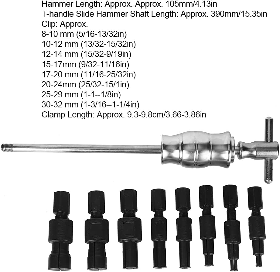 Slide Hammer and Blind Hole Bearing Puller Set, 9 Pcs 8-32Mm Inner Bearing Race and Seal Extractor Kit, Slide Hammer Pilot Insert Bearing Removal Tool, External Remover Puller Set image number 6