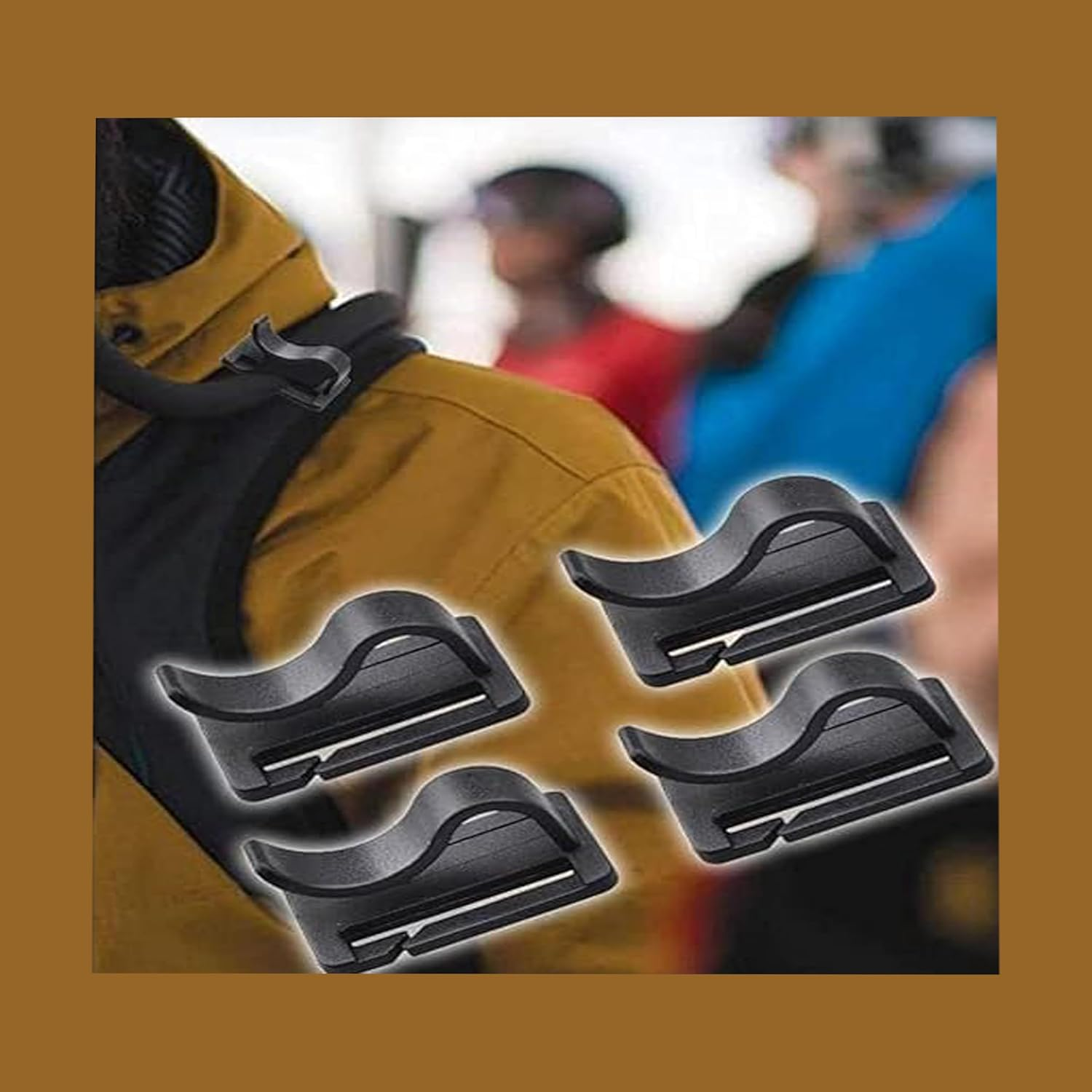 4-Pack Black Water Bladder Tube Clips,Plastic Sternum Strap Tube Pipe Clip for Universal Hydration Pack Beverage Tube Clip Outdoor Backpack Water Bladder Hose Hose Clip Camping and Hiking image number 1