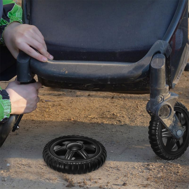 4Pcs Shopping Cart Wheels 5 Inch Heavy Duty Replacement Casters for Grocery Trolleys - Easy Stair Climbing Black Pu Wheels image number 3