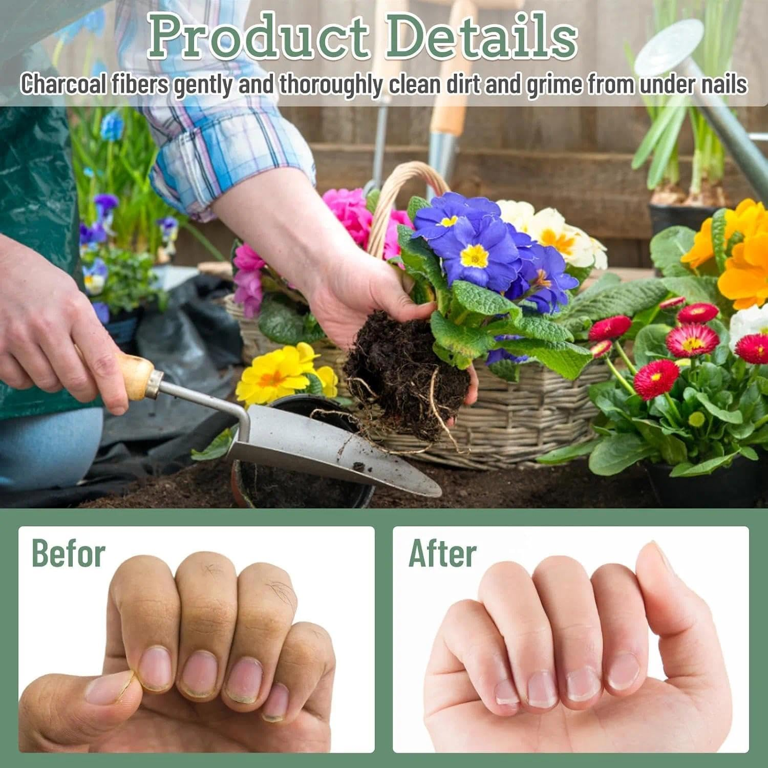 2 Pcs Durable Double-Sided Nail Brush with Ergonomic Handle for Fingernail and Toenail Cleaning, Ideal for Footwear and DIY Projects &ndash; Ermaoo