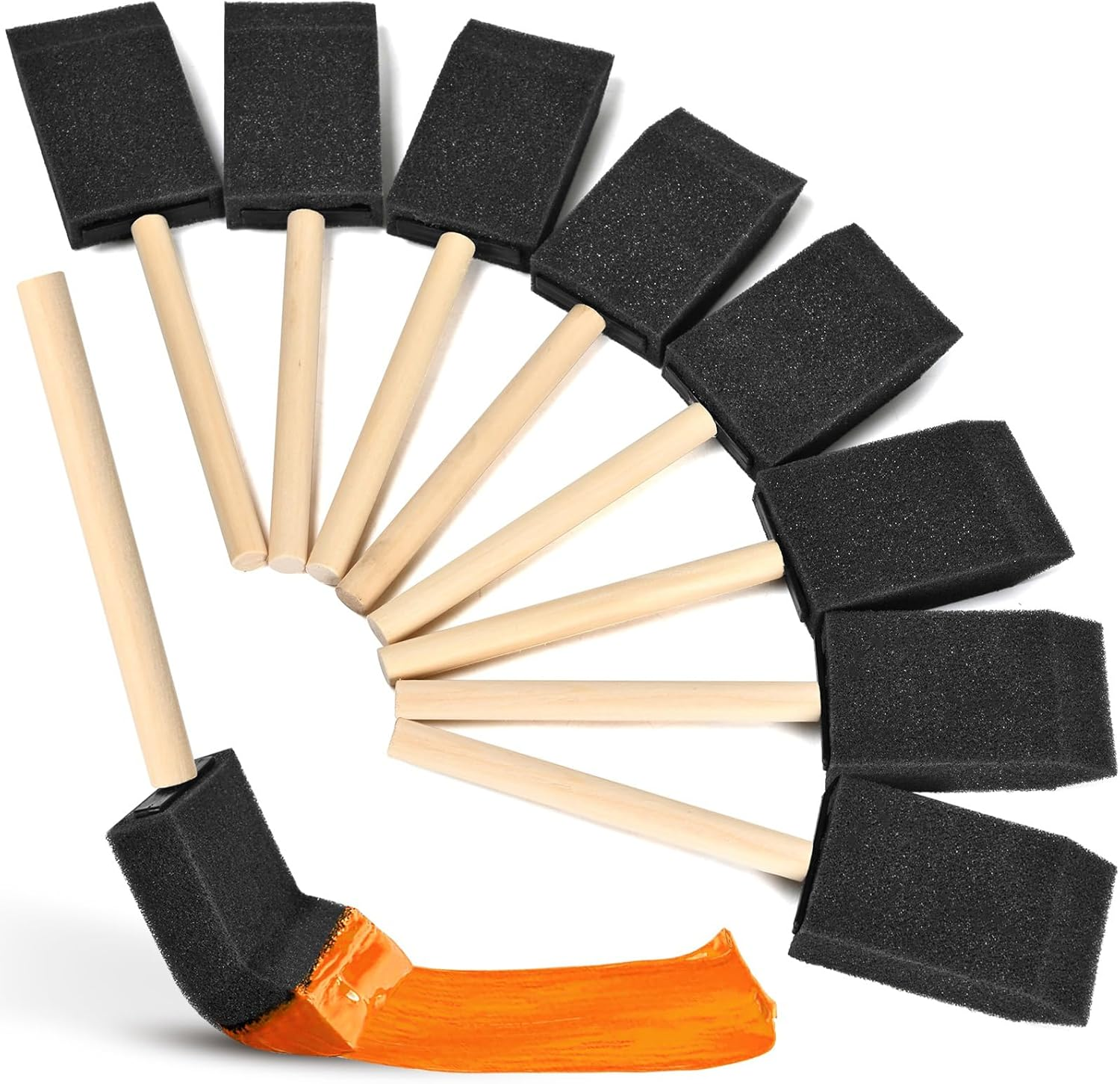 Foam Paint Brushes, 1.6 Inch, 8 Count, Sponge Paint Brush, Foam Brushes for Painting & Staining, Craft & Art Paint Sponges image number 2