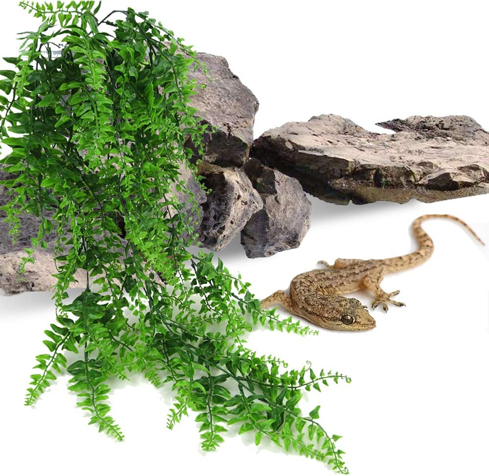 PINVNBY Reptile Plants Hanging Fake Vines Boston Climbing Terrarium Plant with Suction Cup for Bearded Dragons Lizards Geckos Snake Pets Hermit Crab and Tank Habitat Decorations (2 Pack) image number 1