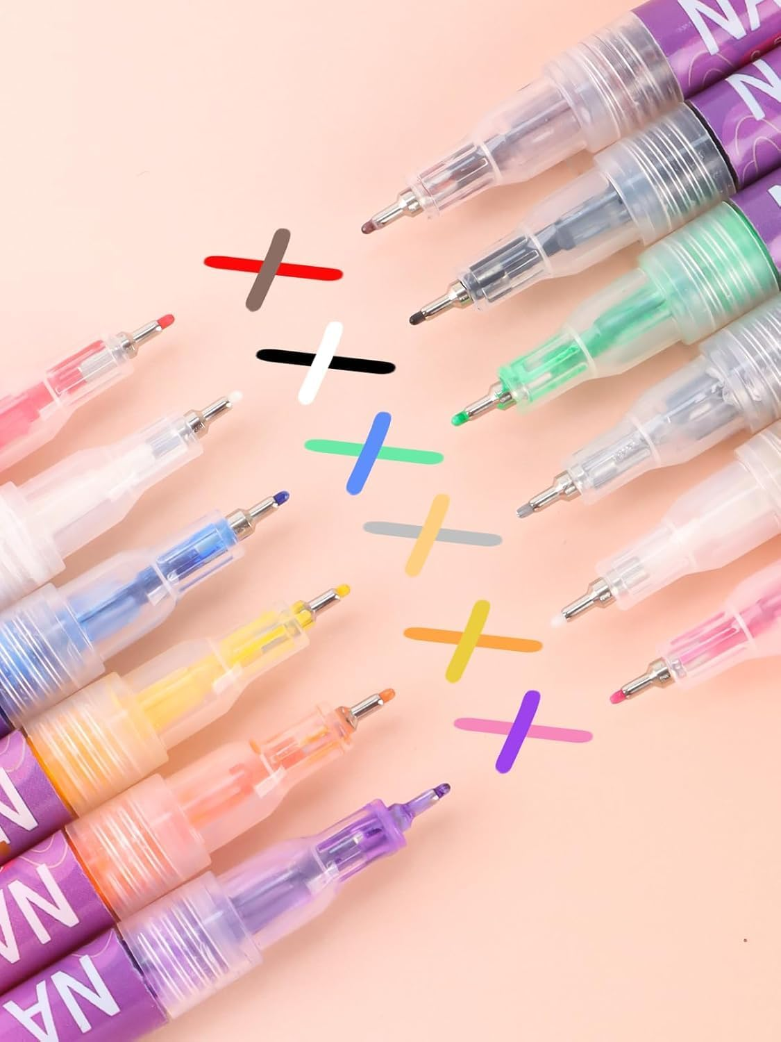 EBANKU 12 Colors Nail Art Pens Set, 3D 0.7MM Nail Polish Pens Quick-Drying Nail Art Acrylic Paint Nail Point Dotting Liner Pen Tools for Home & Salon Nail DIY image number 4