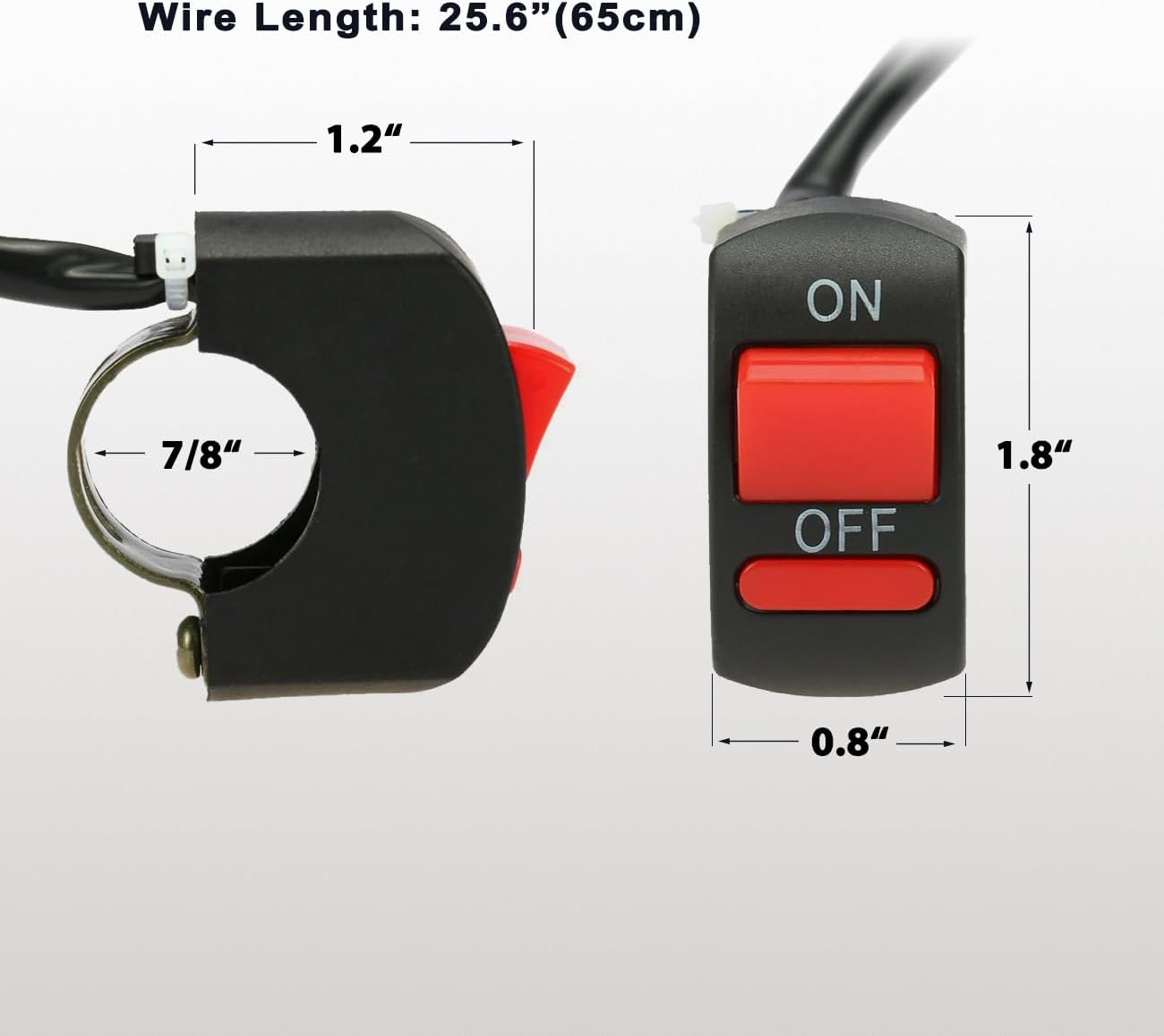 Motorcycle Light Handlebar Switch with on off Button Push Button Bicycle Motorcycle Tuning Part Toggle Switch for U5 U7 U2 LED Headlight Scooter Electrombile image number 6