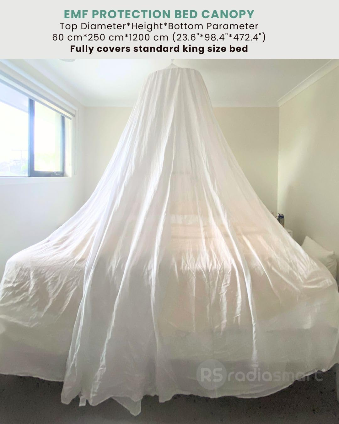 Radia Smart &reg; Radiation Shielding Bed Canopy - Circle EMF Protection, Block 5G, anti Radiation, Radiation Shielding Sleep image number 3