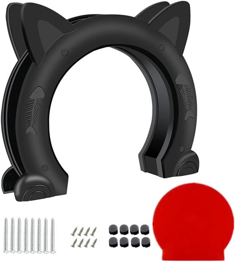 Cat Door,Hollow Core Doors,Round Pets Door,Dog Gate,For Cats and Dogs or Small Pets,Household Solid and Hollow Core Doors Convenient Pet Entry,Easy to Install,Xl (Black)