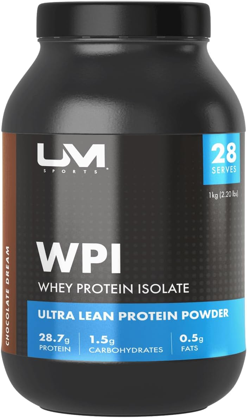 UM Sports Whey Protein Isolate WPI, 100% Whey Isolate Lean Protein Powder for Men and Women, Chocolate Dream 1Kg (2.2 Lbs), 28 Serve image number 1