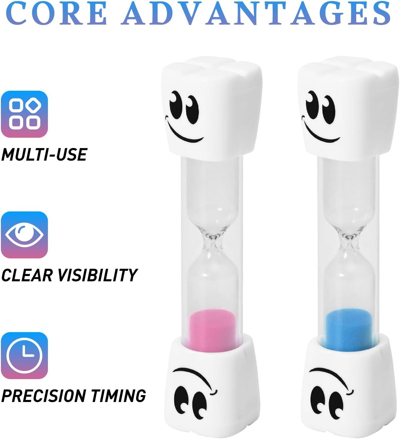 2 Minute Toothbrush Sand Timer for Kids Set of 2 Durable Hourglasses in Pink and Blue, Fun Smiley Design Perfect for Teeth Brushing, Turn-Taking, and Classroom Activities image number 5