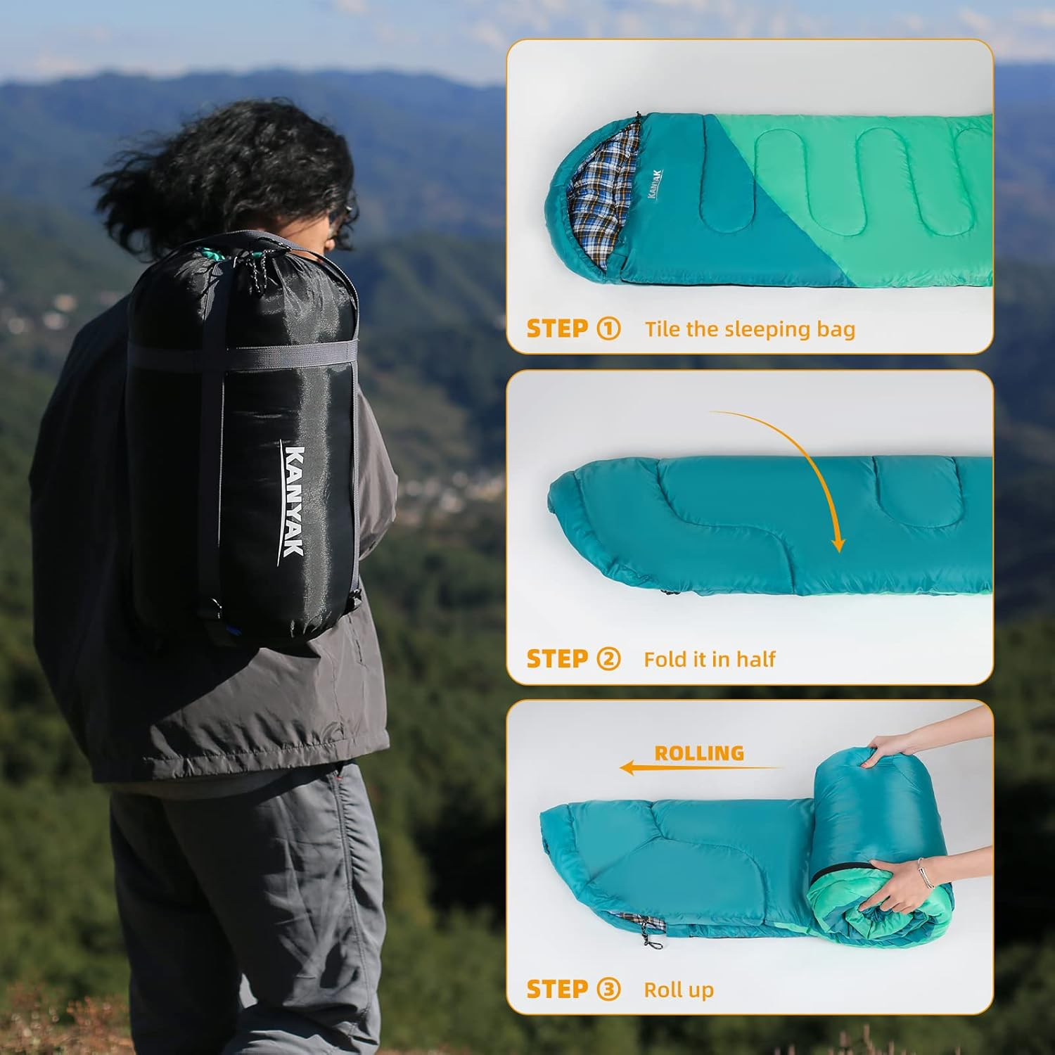 Camping Sleeping Bag, 32℉ Sleeping Bags for Adults Kids Teens Cold Weather Warm Sleeping Bag Winter for 3-4 Season Camping, Camping Gear Equipment, Traveling, and Outdoors image number 6