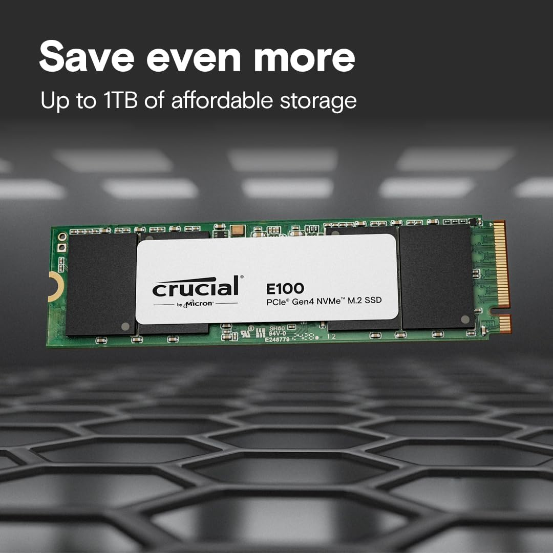 Crucial E100 1TB Pcie Gen4 Nvme M.2 SSD Internal, up to 5000Mb/S, Compatible with Laptop and Desktop - CT1000E100SSD8 image number 4