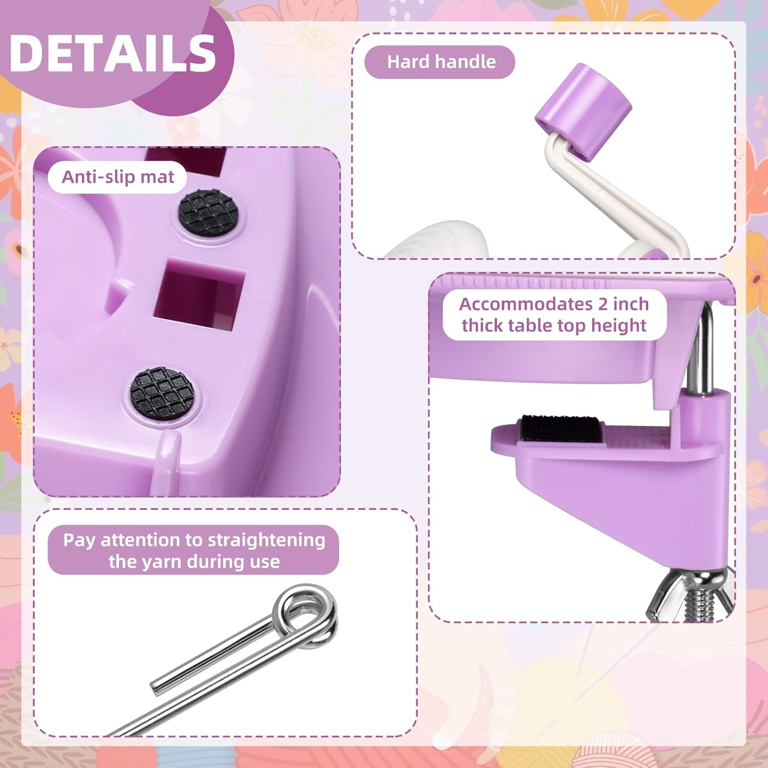 Yarn Ball Winder Hand Operated, Yarn Cake Wool Winder, Purple Yarn Ball Winder for Crocheting and Knitting, Wool Winder Holder Knitting Yarn Winder, the Helper for Knitting Enthusiast image number 1