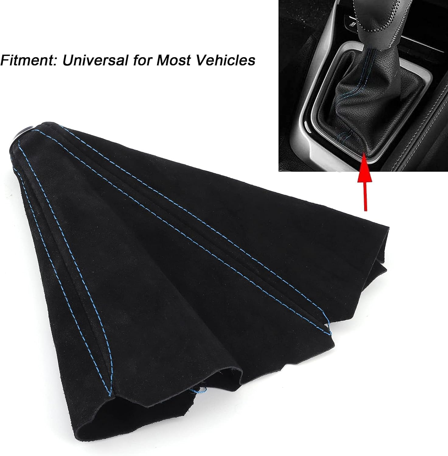 Car Boot Cover Shifter Lever Dust Cover Boot Gaiter Car Interior Suede Universal, Car Knob Dust Cover for Most Vehicles (C (Blue Line)) image number 5