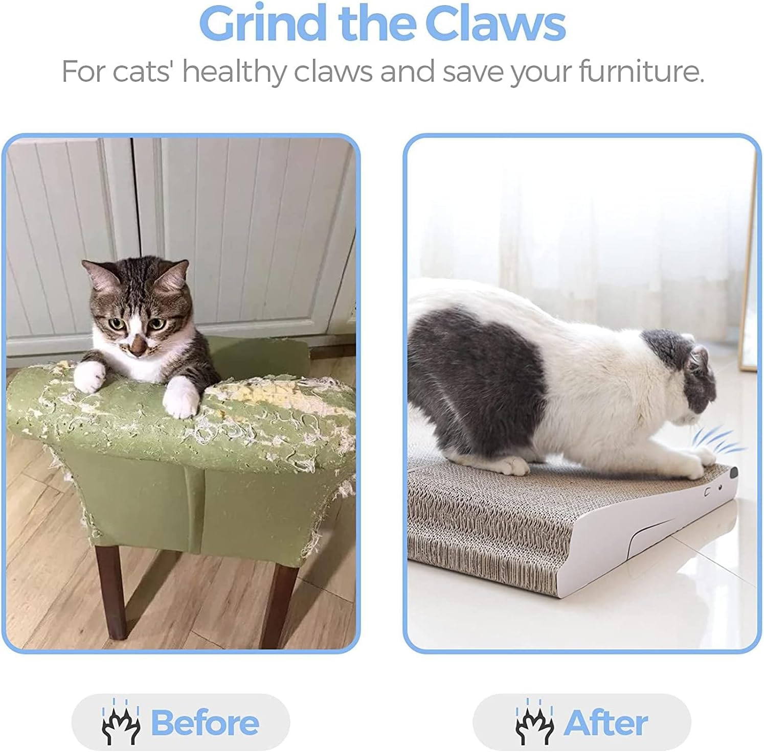 Cat Scratcher Cardboard Cat Sofa Bed Cat Scratching Board Cat Scratch Pad Cat Scratchers for Indoor Cats Set of 2 image number 3