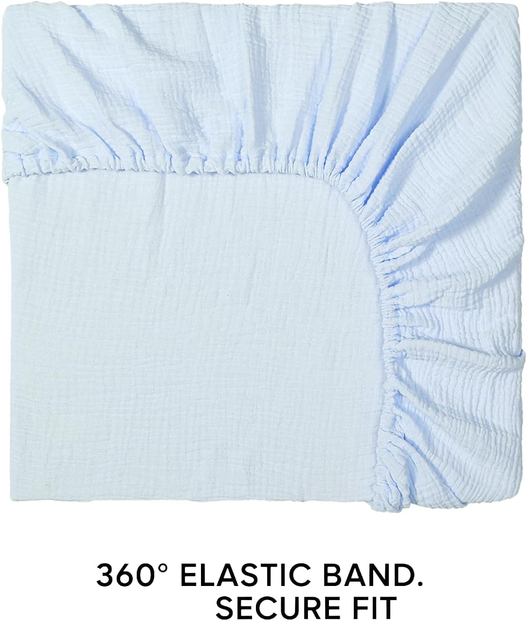 2-Pack Muslin Bassinet Sheets, Super Soft Fitted Crib Sheets for Oval, Rectangle & Hourglass Mattress, Breathable & Machine Washable Haheihei (Blue) image number 4