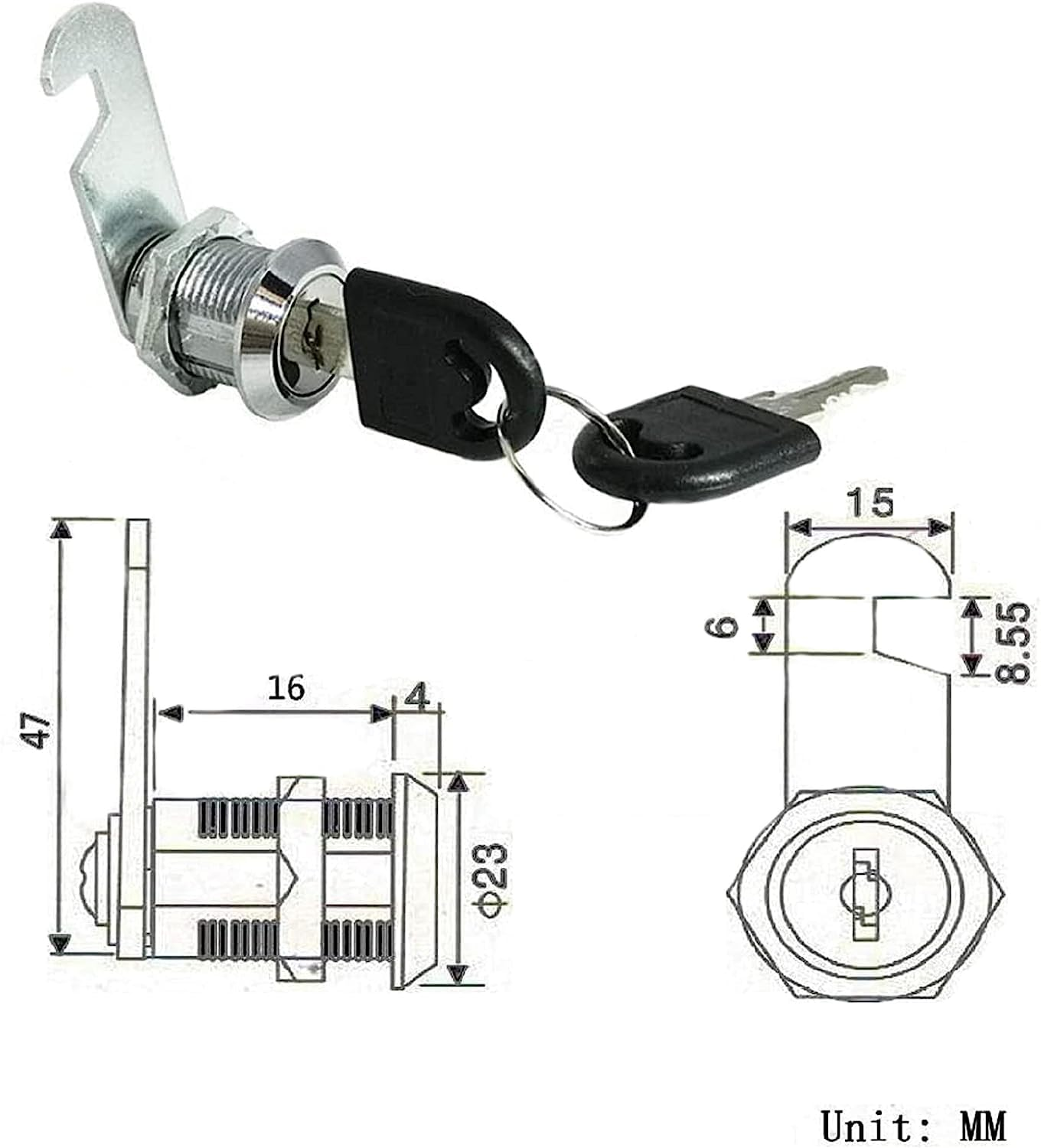 2 Packs Cabinet General Tubular Cam Lock Key Set, Keyed 5/8 Inch Hardware Locks with Keys, Removable 3/4 Inch Cylinder Mailbox Toolbox Replacement Tumbler Lock 16Mm Mail Box Locks image number 1