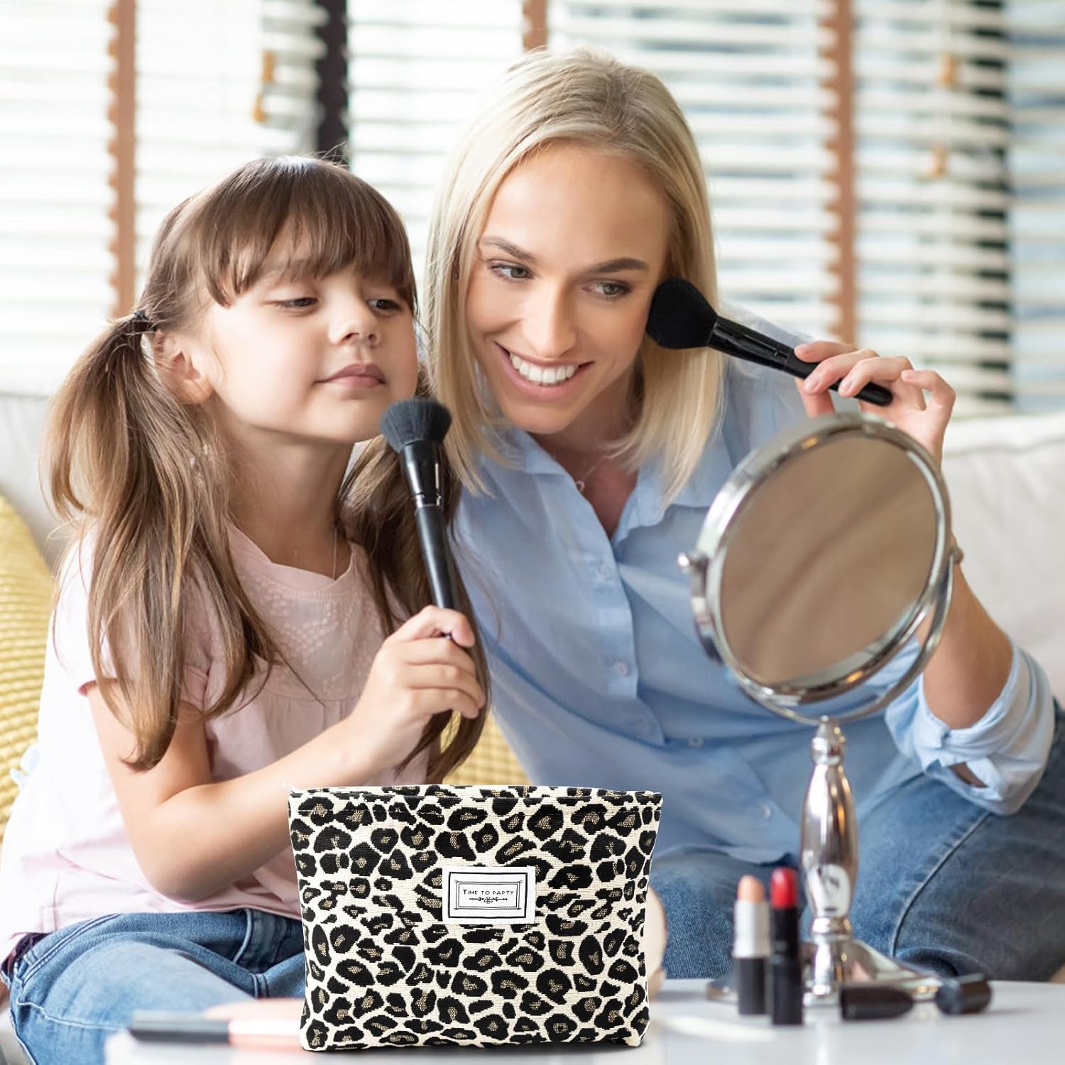 Cosmetic Bag Women'S Make up Bag Cord with Zip Multifunctional Travel Toiletry Bag Toiletry Bag Makeup Bag Organiser for Women Girls, Bright Leopard Print, Travel image number 1