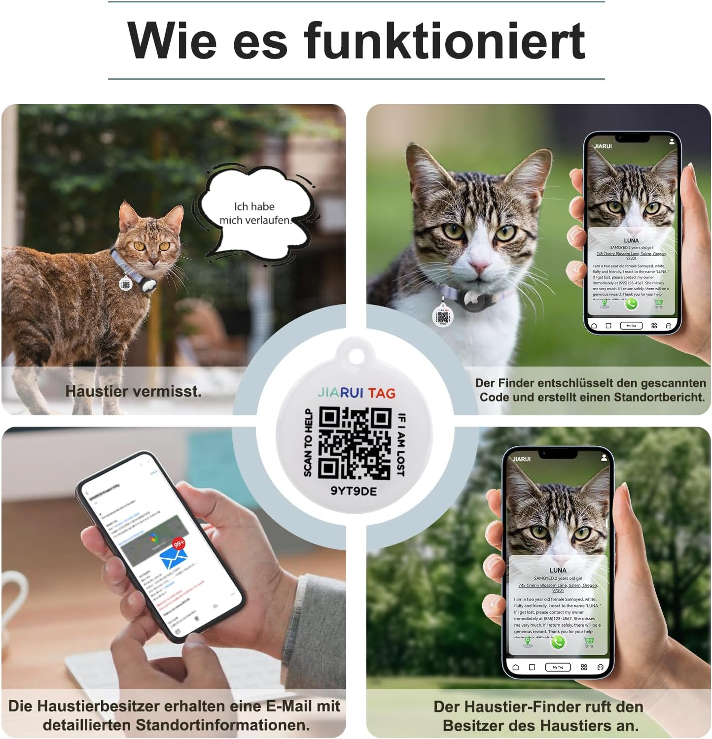 Airtag Cat Collar, Integrated GPS Collar Cat with Apple Airtag Holder, QR Code Name Plate Tracker, Cat ID Tag, Personalised Cat Collars for Kittens and Puppies (Blue, S) image number 4