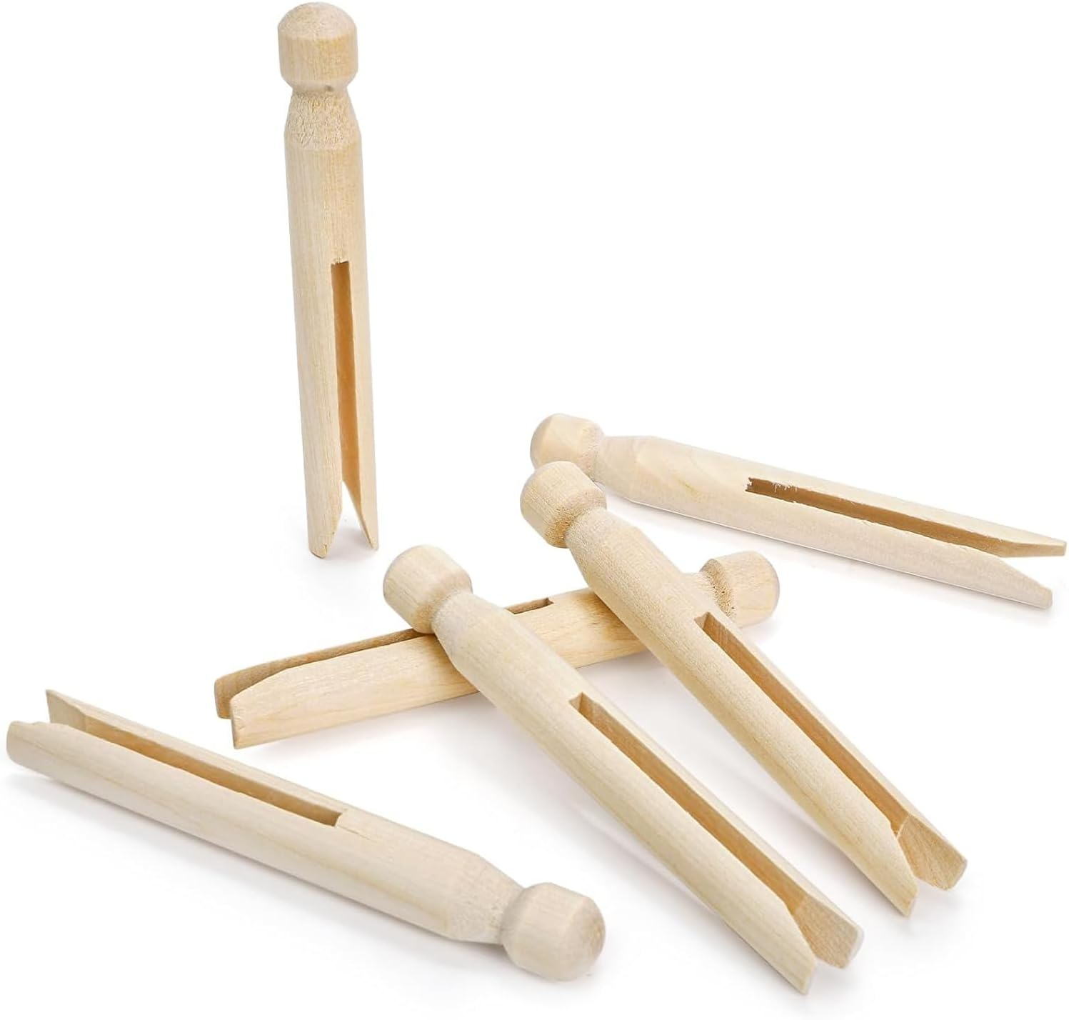 Lexziuo 10PCS Wooden Clothespin Dolls - Unpainted DIY Craft Peg Dolls for Wedding Cake Toppers, Baby Showers, Unique Home Decor & Keepsakes image number 3