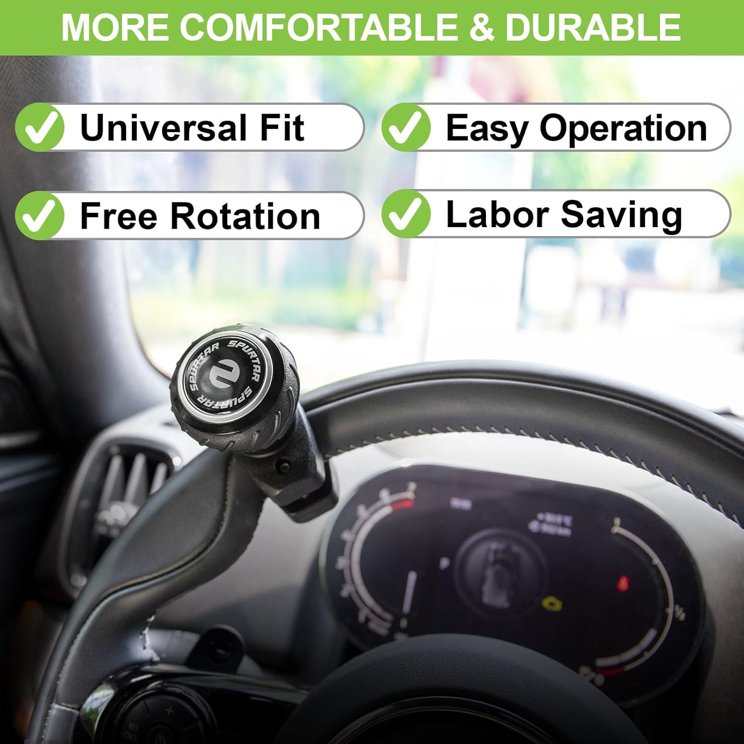 Spurtar Steering Wheel Knob, Universal Car Suicide Knob Power Handle Spinner Fit for Steering Wheel, Cars, Semi Truck, Forklifts, Tractors, Boat, and Golf Cart &ndash; Black image number 2