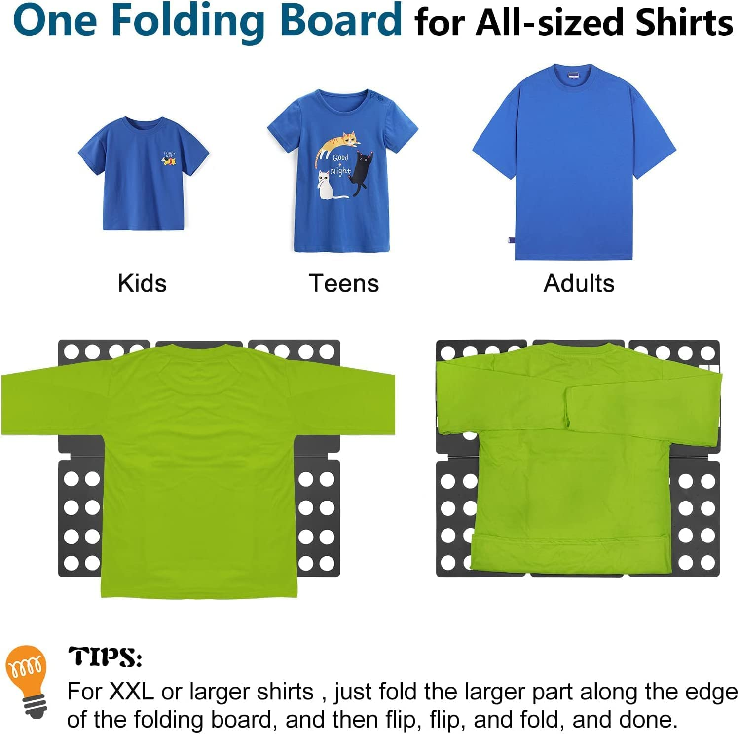 Shirt Folder Clothes Folding Board Laundry Room T Shirt Adjustable PP Plastic Folding Board Easy to Fold Clothes, Black image number 2