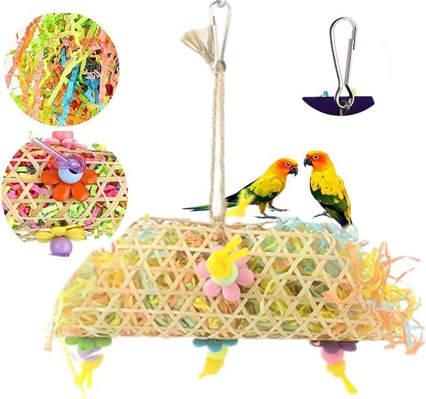 4 Pack Bird Parrots Shredding Toys, Parakeet Chewing Foraging Shredder Toy, Bird Loofah Foraging Cage Hanging Toy for Parakeets, Cockatiels, Conures, Budgie, Lovebirds, African Grey Amazon image number 1