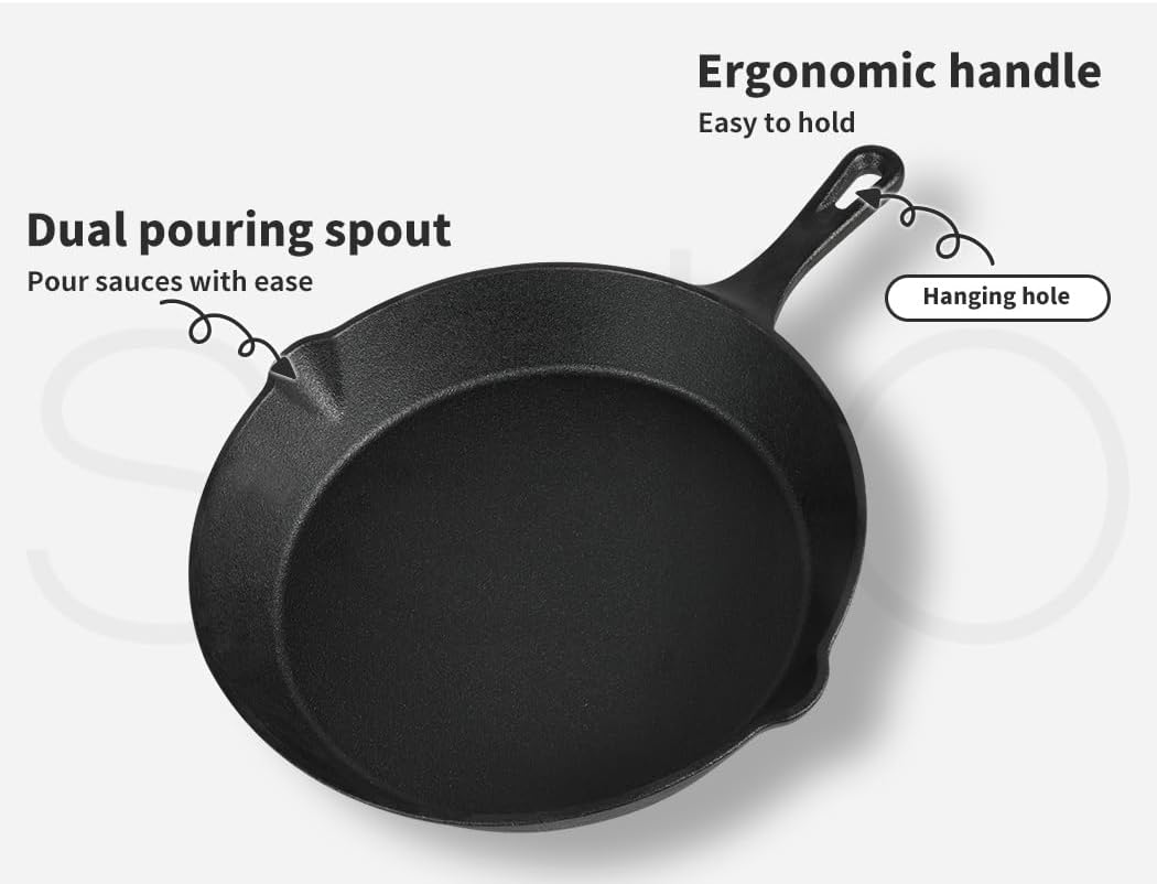 TOQUE Non Stick Frying Pan Set, 3PCS Cast Iron Pan, Steak Skillet BBQ Induction Cookware Frypan, Kitchen Dinner Set Utensil Pans 17Cm/21Cm/27Cm Dia.