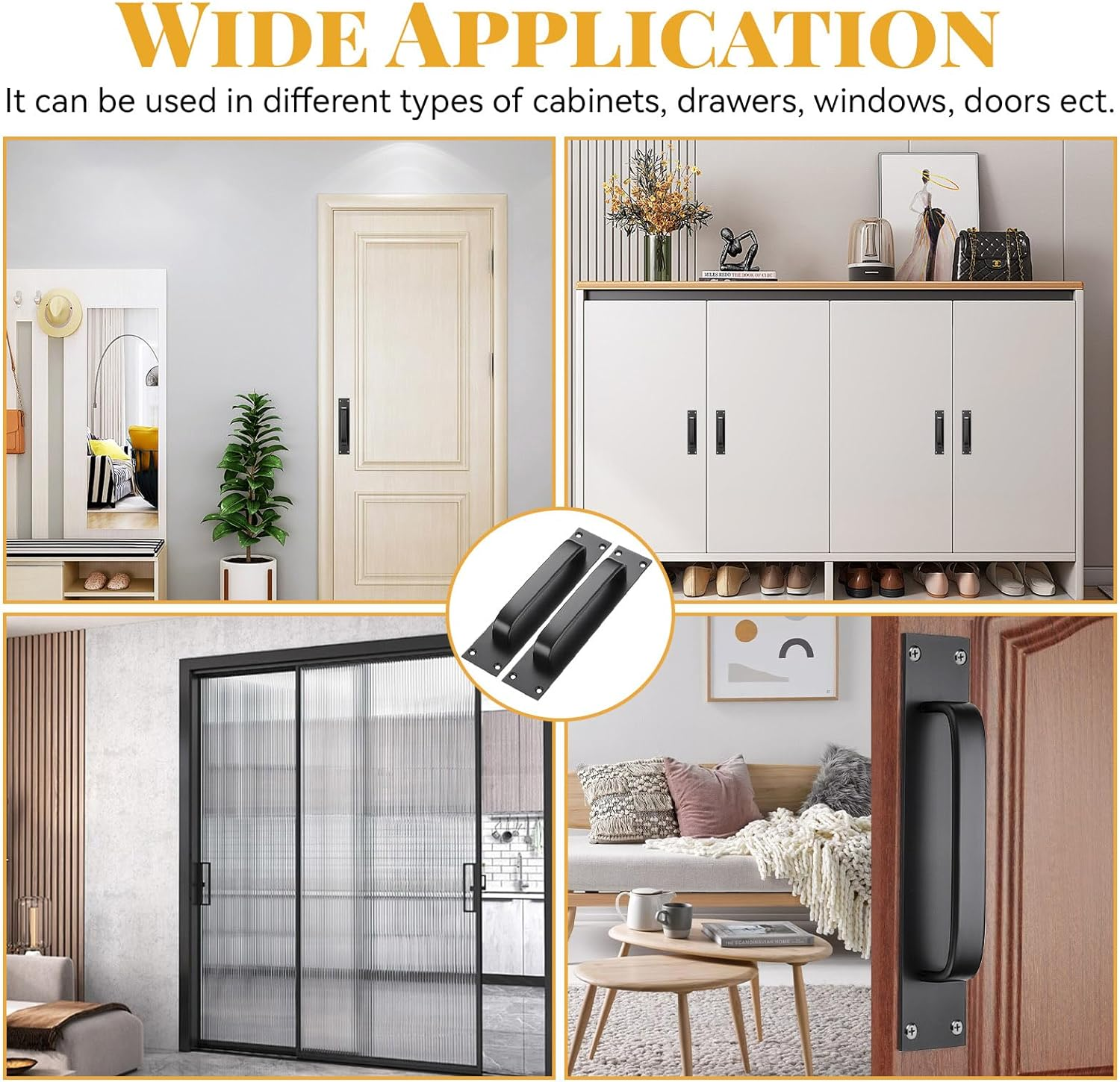 Barn Door Handle 2 Pack Barn Door Pull Handle Sliding Barn Door Sliding Door Pulls Sliding Barn Door Barn Door Hardware Door Handle for Bathroom Closet Pantry (2) image number 5