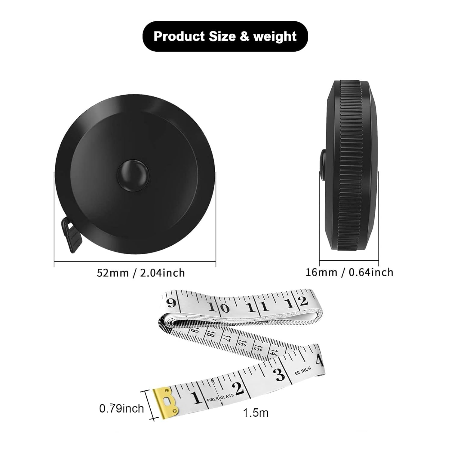 Tape Measure for Body Measuring Tape, 2 Pcs Sewing Measuring Tape, Retractable Measurement Tape for Body, Tailor, Sewing, Craft, Cloth (Black,White) image number 6