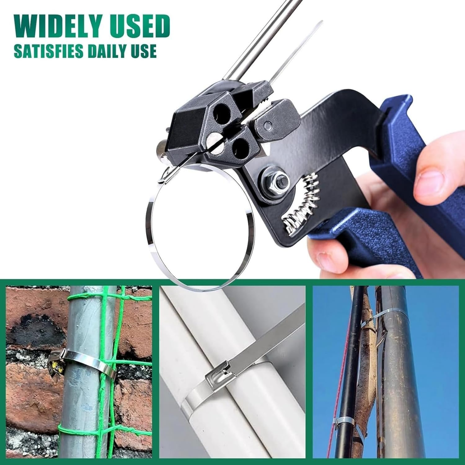 Ssumght Metal Zip Ties Tool, Stainless Steel Cable Tie Gun with 200PCS Self-Locking Metal Steel Zip Ties, Metal Tie Wrap Gun Kit, Duty Outdoor Adjustable Fastening Cutting Tie Tool Sets image number 6