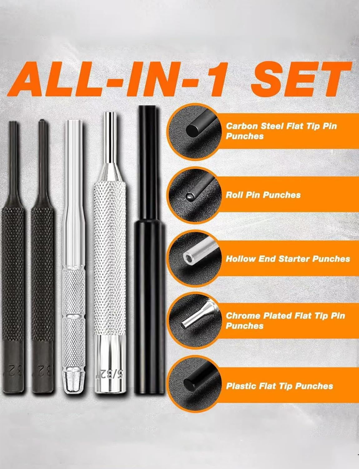 21 Pcs Punch Set, Rolling Pin Stamping Kits, Made of Solid Materials, Including Steel Punches and Hammers (Without Workbenches) image number 2