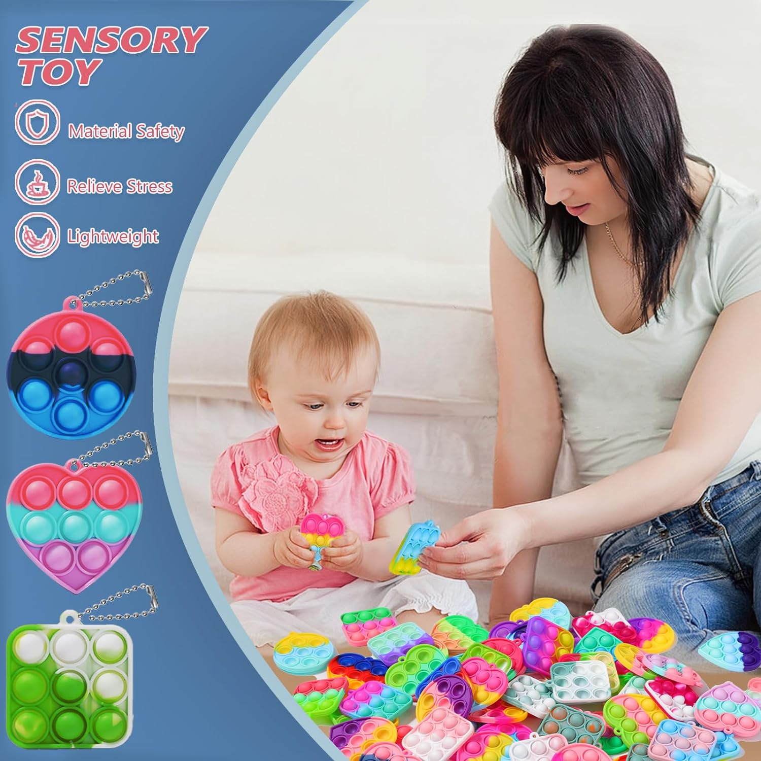 30PCS Bulk Fidget Toys, Party Favors for Kids, Birthday Party Toys, Small Classroom Prizes Box Fidgets Toys for Kids Toddlers Adult, Goodie Bag Stuffers, Treasure Chest, Bubbles Poppers,Relieve Stress image number 2