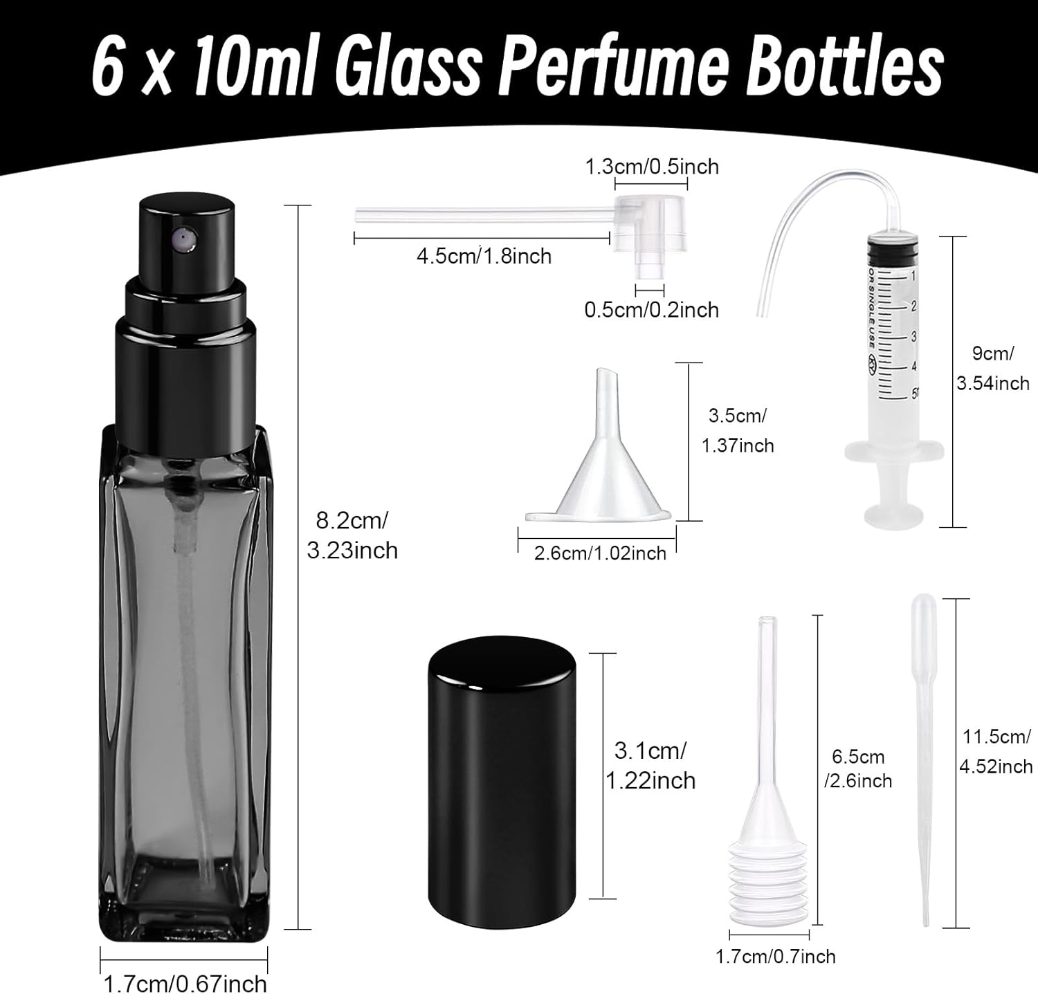 Bohoray Pack of 6 Perfume Atomisers, Refillable, Transparent Perfume Atomiser, 10 Ml, Empty Perfume Bottles for Filling with Atomiser Pump and Funnel for Women or Girls (Pink) - Pink image number 2