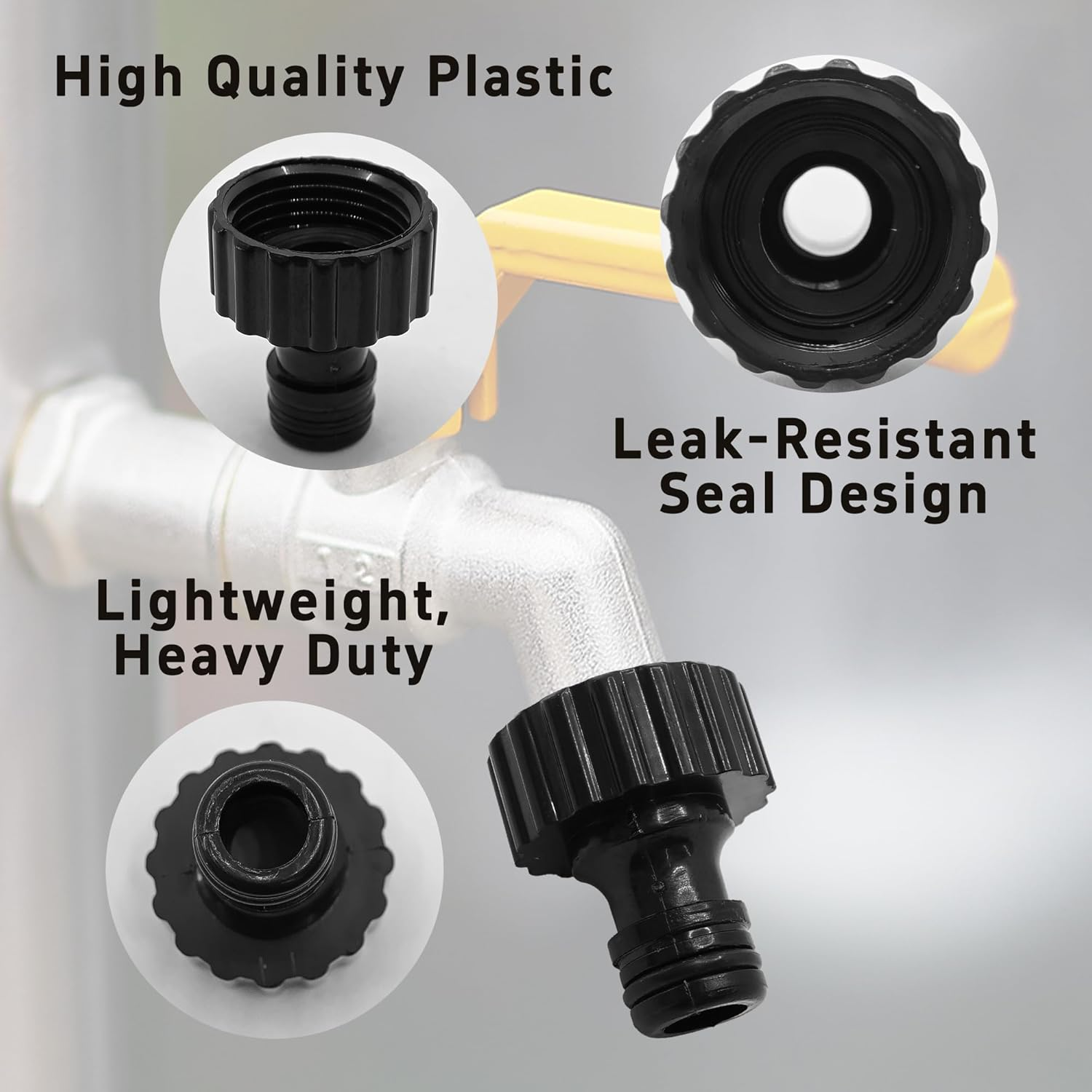 12PCS Garden Hose Quick Connect Fittings 3/4 Inch GHT Female Thread, Black Plastic Water Hose Adapters for Irrigation and Outdoor Watering image number 5