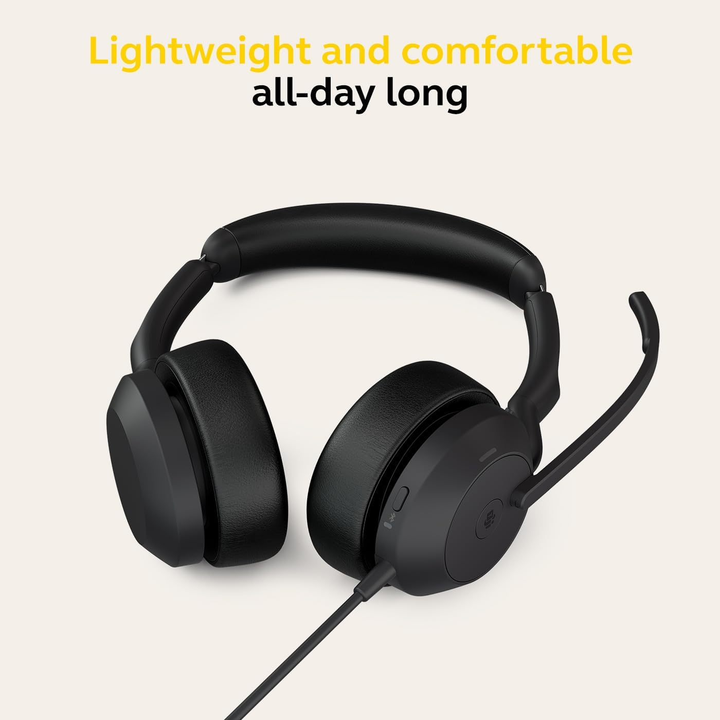 Jabra Evolve2 50 Wired Stereo Headset with Jabra Aircomfort Technology, Noise-Cancelling Mics, and Active Noise Cancellation - Works with All Leading UC Platforms Such as Zoom and Google Meet - Black image number 5