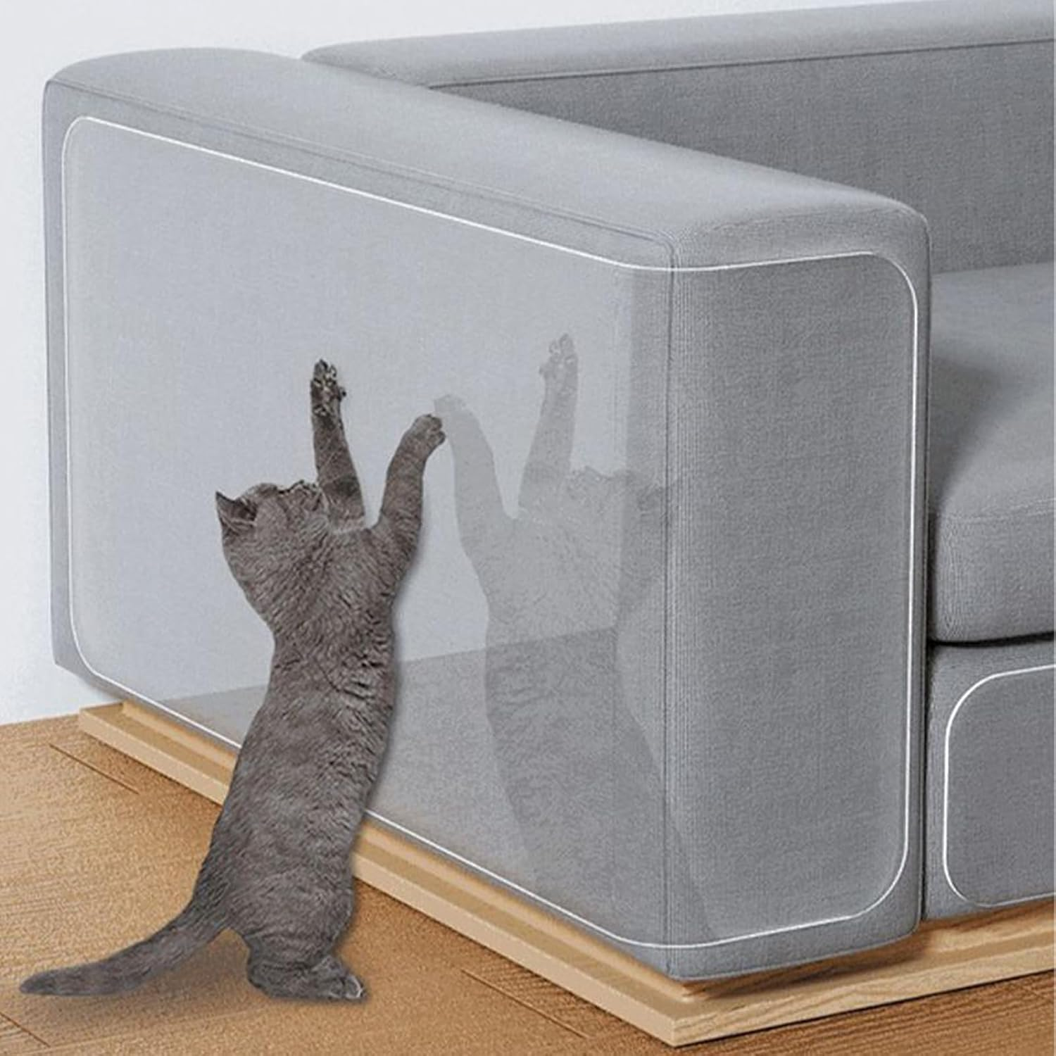 Furtryvl Cat Furniture Protector | Clear Adhesive anti Scratch Tape | Cat Scratch Tape - for Home Stairs Walls Carpet Sofa Corner Doorway Screen Board Chair Cushion image number 1