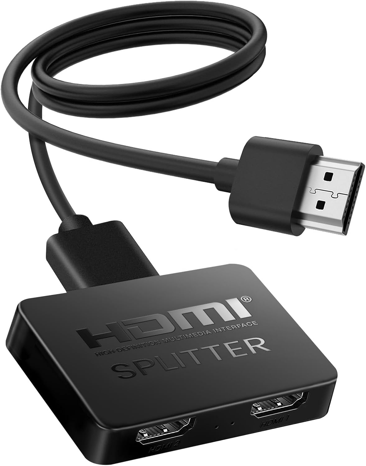 HDMI Splitter 1 in 2 Out, 4K HDMI Splitter Not for Extended Display (Mirror Only/Copy Mode), Sends Same Content to 2 Screens(Need Power 5V 1A), Works with Laptop, TV, Monitor (Black) image number 1