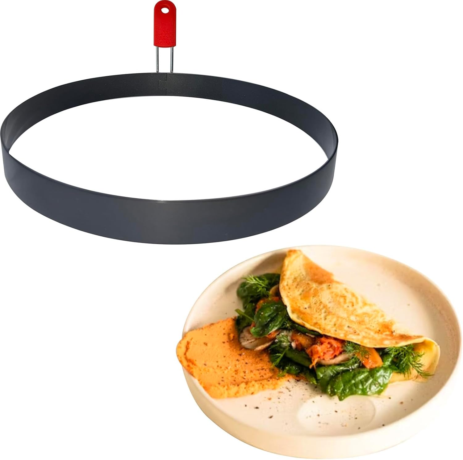 Egg Pancake Rings Mold, 2 Pack 6" round Pancake Shaper Egg Mold Omelet Ring Stainless Steel Frying Eggs Ring with Silicone Handle for Griddle Sandwich Eggs Muffin Pancakes Burger Breakfast image number 4