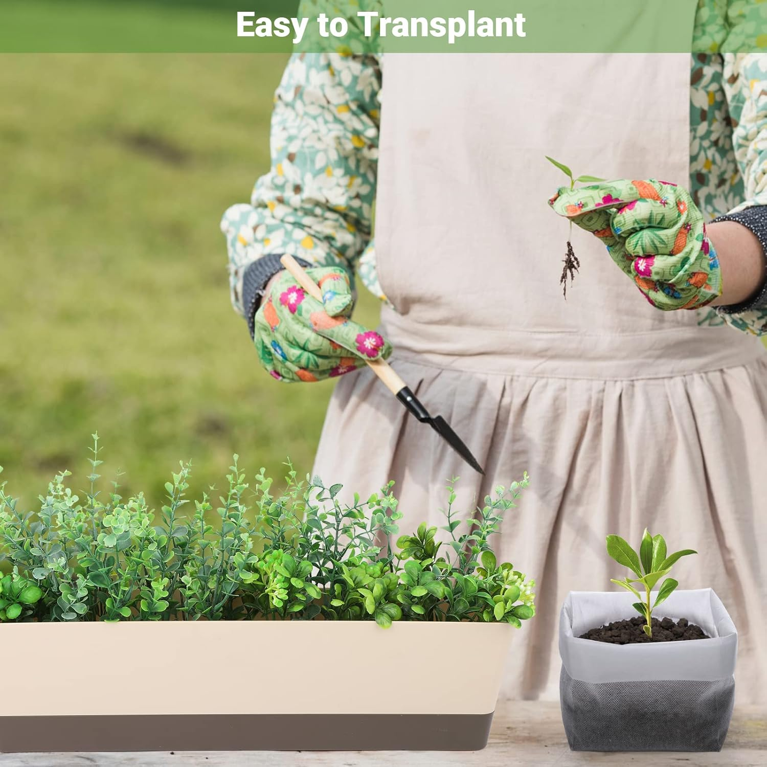 GREANER 100PCS Biodegradable Nursery Bags, 11X11.8 Inches Thickened Grow Plant Bags for Vegetables, Flower Seedling Starter Containers, Indoors and Outdoors Use, Home Garden Supply image number 4