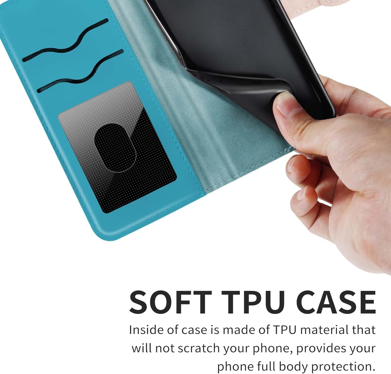 CXTCASE for Google Pixel 9A Case PU Leather Folio Flip Cover with Card Slots, Magnetic Wallet Phone Case for Google Pixel 9A - Blue image number 3