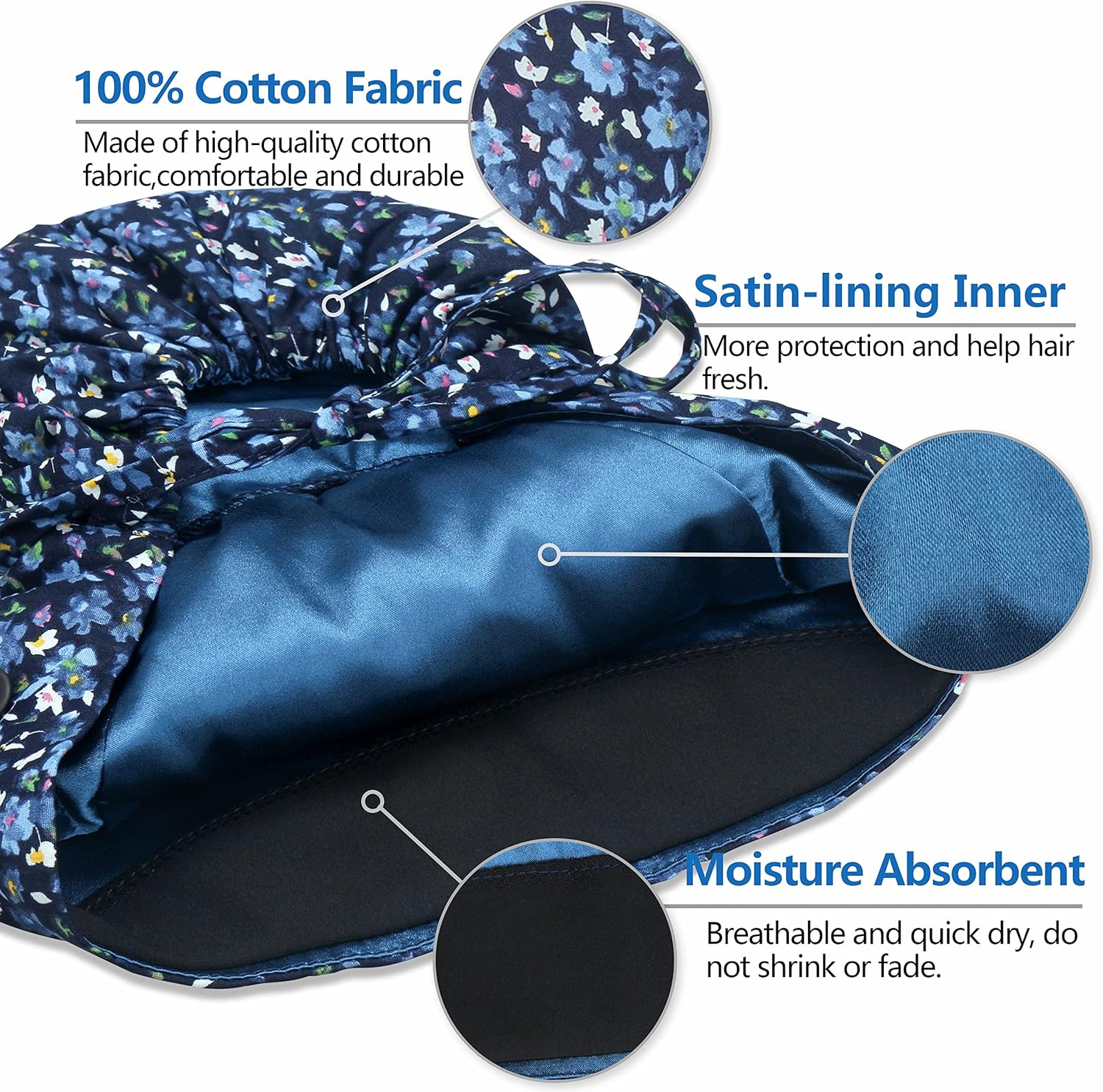 QBA Adjustable Working Cap with Button, Cotton Working Hat Sweatband, Elastic Bandage Tie Back Hats for Women & Men, One Size image number 2