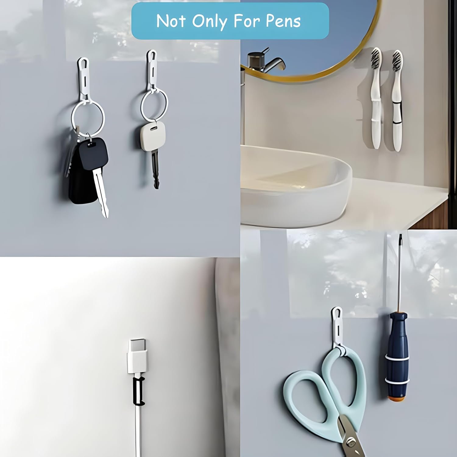 8Pack Magnetic Pen Clip, Adjustable Silicone Magnetic Pen Holder for Refrigerator, Magnetic Dry Erase Marker Holder, for Home, Refrigerator, Office Desk (Gray+White) image number 5