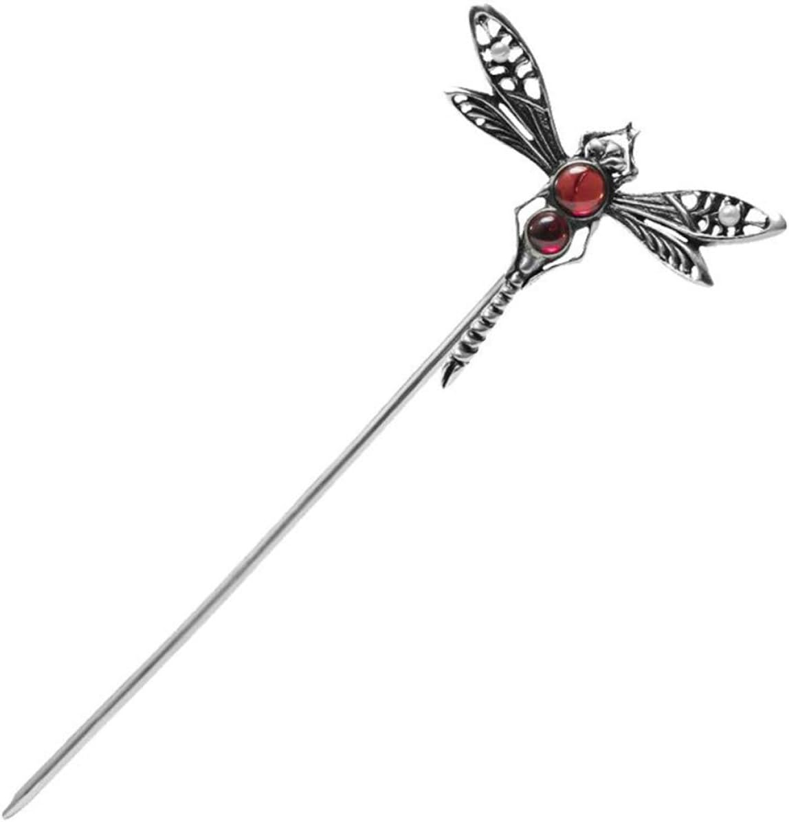 IMUSINICE White Gold-Plated Dragonfly Hair Stick with Pearl and Agate Hair Chopsticks Suitable for Hanfu image number 1
