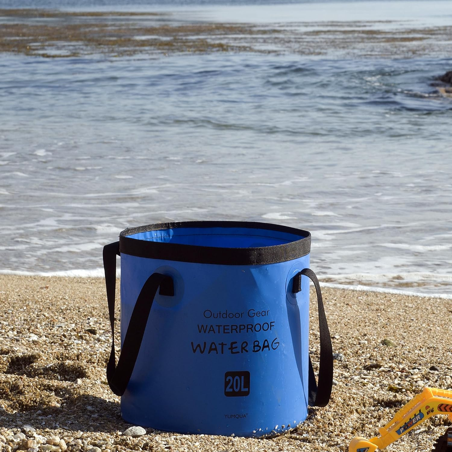 YUMQUA Collapsible Bucket 5 Gallon(20L), Multifunctional Portable Folding Bucket Water Container Wash Basin for Camping Fishing Hiking Traveling Outdoor Survival Gardening Car Washing (Blue) - White image number 4