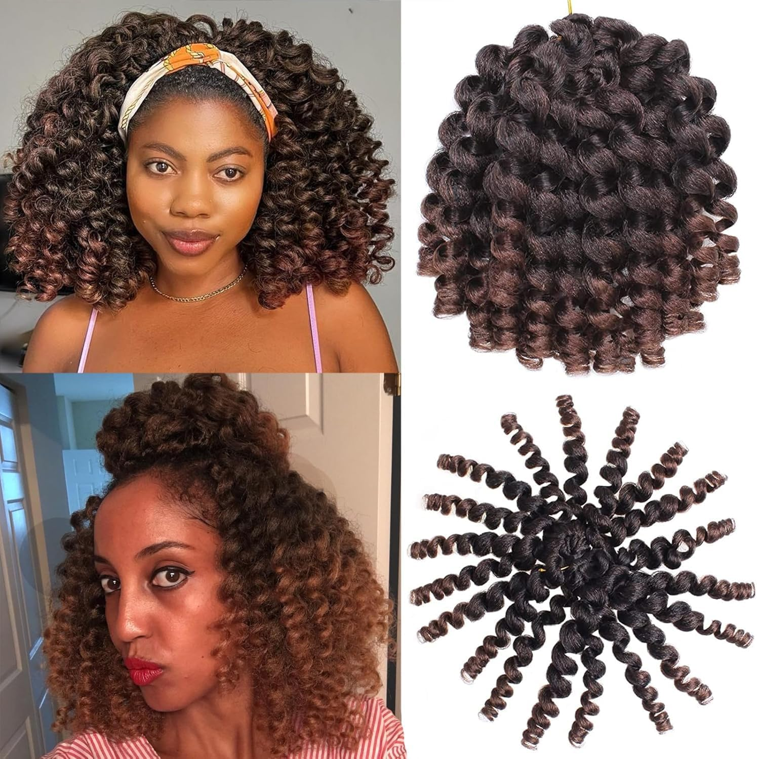 GOGO CURL 27/613, 8 Inches 20 Cm/Pack of 6 Extensions for Braiding Crochet/Per Piece 50 G 24 Strands = 144 Strands 300 G Premium Hair Look + Shower Cap, Jewellery and Hooks Free