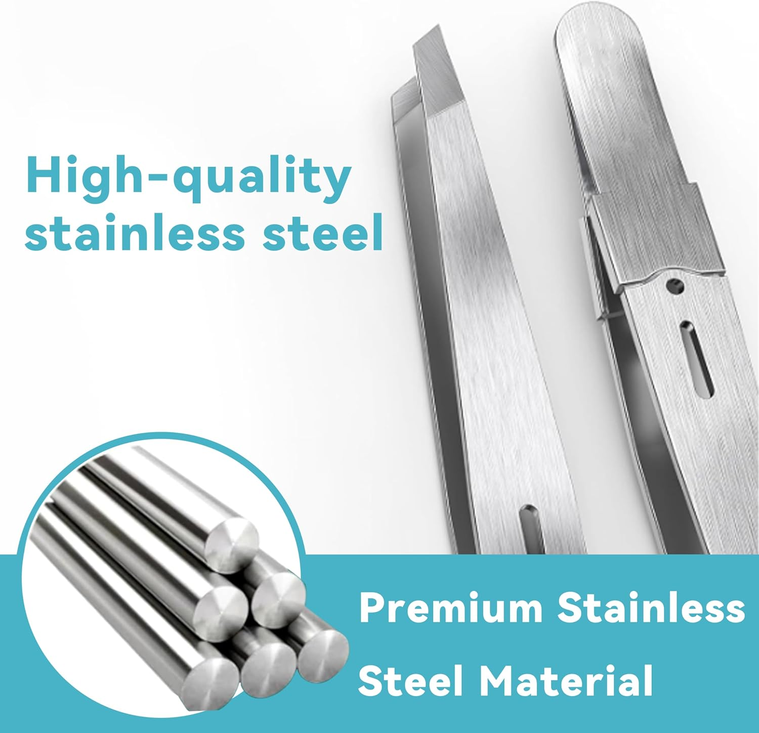 SANTUO Tweezers - Wide Handle & Tip Oblique, Stainless Steel, Unisex Professional Tweezers, Eyebrow Plucking & Eyelash Tweezers for Eyebrow Pluckers, Eyebrow Trimming, Eyelash Assistance (Silver)