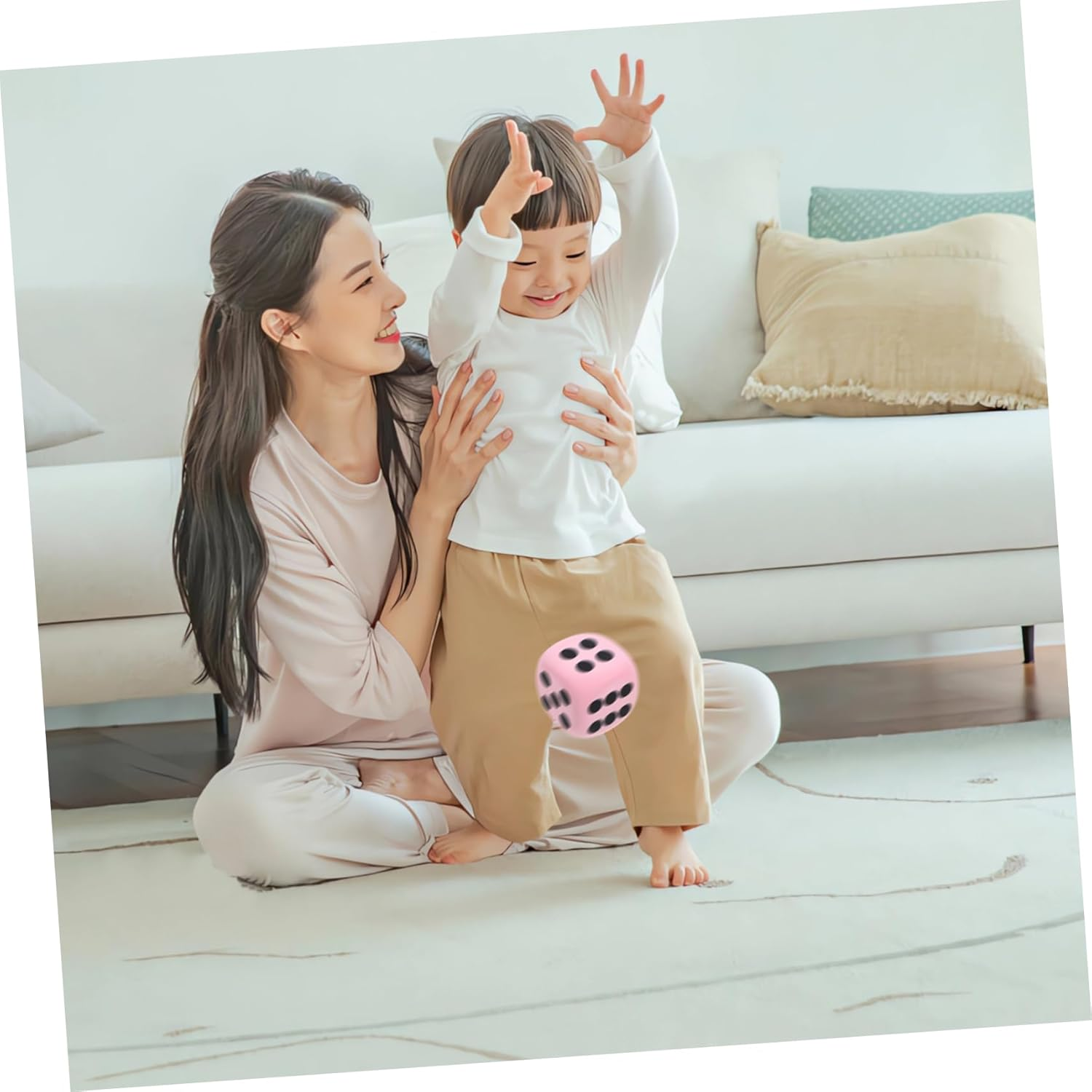 HOOTNEE 2Pcs Big Foam Dice Large Dice Huge Dice Prop Big Dice for Game Large Dot Dices Huge Foams Dice Big Dice Foam Large Foams Dice Funny Game Dice Colored Dices Huge Game Dice Eva Pink