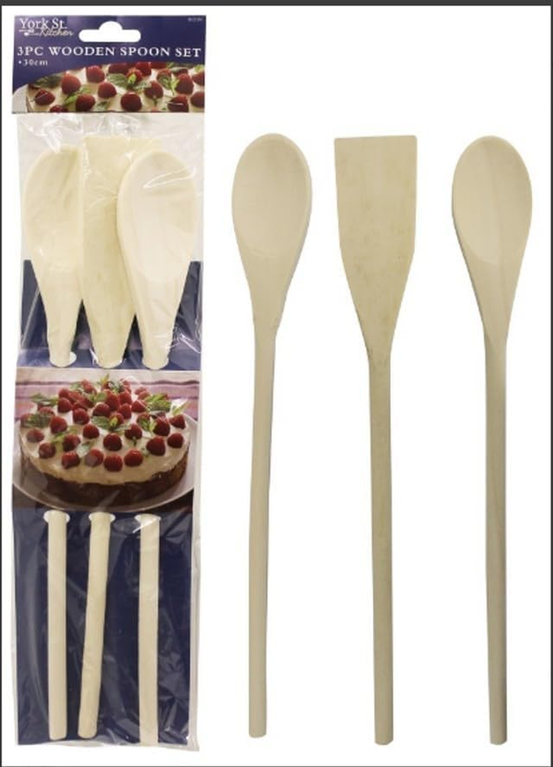 Home Master Wooden Spoons, 30 Cm Size (Pack of 3)